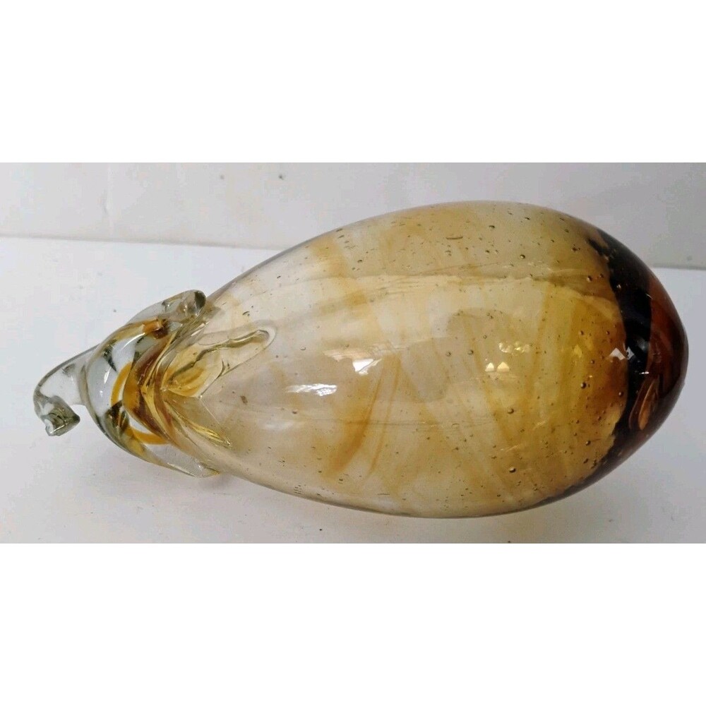 Vintage Hand Blown Glass Eggplant Figurine Amber Controlled Bubble 5" 4.3oz